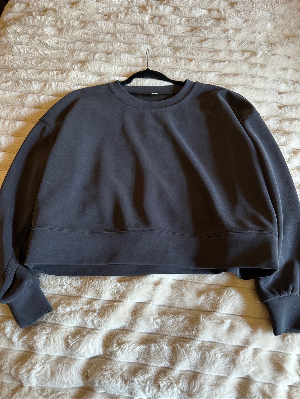 lululemon athletica black cropped sweatshirt with tonal logo